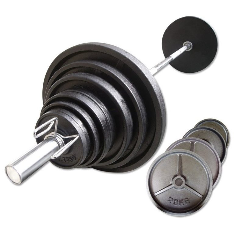 Signature Fitness 2 Olympische bumperplaat halterschijven met stalen naaf, 25 lbs, enkel, zwart